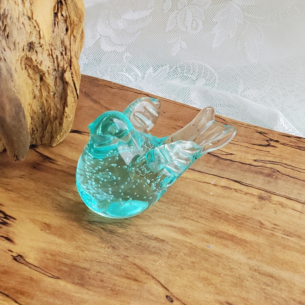 Vintage blue glass bird. Lefton? Enesco?